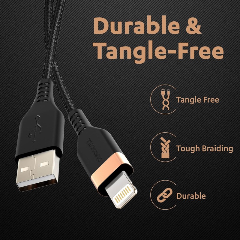(Refurbished) Duracell USB Lightning Apple Certified (Mfi) Braided Sync & Charge Cable For Iphone, Ipad And Ipod. Fast Charging Lightning Cable, 3.9 Feet (1.2M) - Black (Refurbished) Duracell USB Lightning Apple Certified (Mfi) Braided Sync & Charge Cable For Iphone, Ipad And Ipod. Fast Charging Lightning Cable, 3.9 Feet (1.2M) - Black