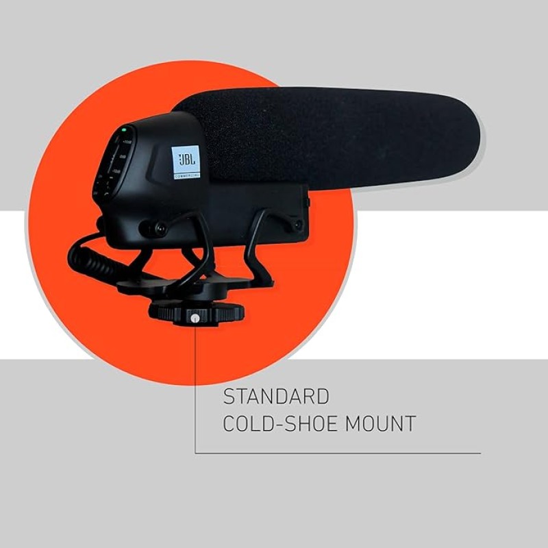 JBL Commercial Cssg20 On-Wired Camera Shotgun Condenser Microphone For Cameras & Smartphones Ideal For Youtubers, Vloggers, News Gathering, Content Creation