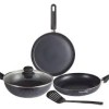 Nouvetta Andria Non-Stick Cookware Set of 5 peices(Dosa Tawa, Kadhai,Frying Pan, Glass Lid,Serving Spoon), Thickness of 3 mm, Black Nouvetta Andria Non-Stick Cookware Set of 5 peices(Dosa Tawa, Kadhai,Frying Pan, Glass Lid,Serving Spoon), Thickness of 3 mm, Black