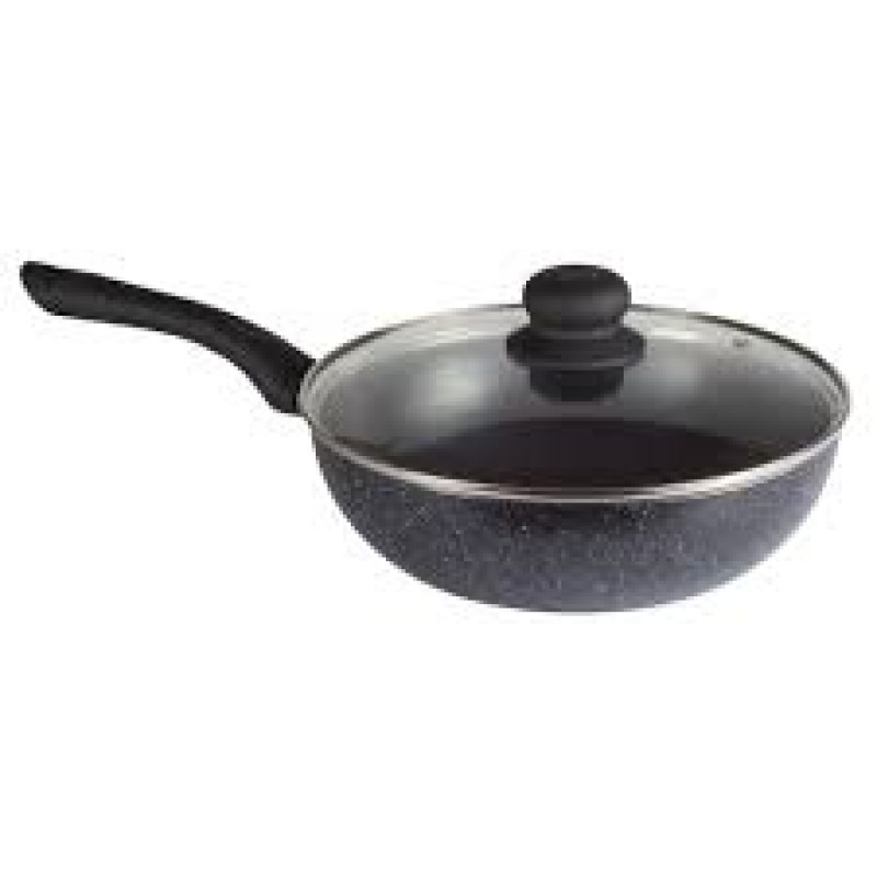 Nouvetta Andria Non-Stick Cookware Set of 5 peices(Dosa Tawa, Kadhai,Frying Pan, Glass Lid,Serving Spoon), Thickness of 3 mm, Black Nouvetta Andria Non-Stick Cookware Set of 5 peices(Dosa Tawa, Kadhai,Frying Pan, Glass Lid,Serving Spoon), Thickness of 3 mm, Black