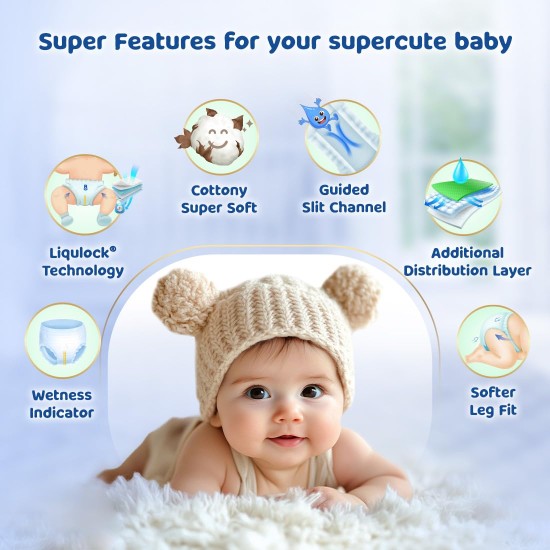 Bumtum Baby Diaper Pants, Medium Size, 72 Count, Double Layer Leakage Protection Infused With Aloe Vera, Cottony Soft High Absorb Technology (Pack of 1)