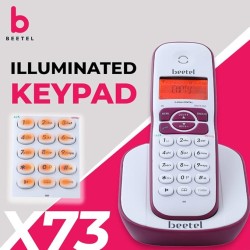 Beetel X73N Cordless 2.4Ghz Cordless Landline Phone with Caller ID Display, 2-Way Speaker Phone with Volume Controls, Auto Answer, Alarm Function, Stylish Design (Red/White)(X73N)