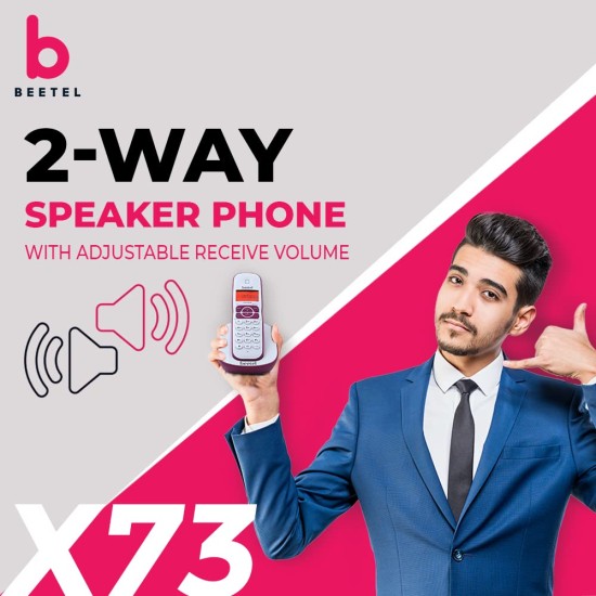 Beetel X73N Cordless 2.4Ghz Cordless Landline Phone with Caller ID Display, 2-Way Speaker Phone with Volume Controls, Auto Answer, Alarm Function, Stylish Design (Red/White)(X73N)