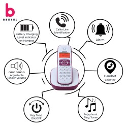 Beetel X73 Cordless 2.4Ghz Cordless Landline Phone with Caller ID Display, 2-Way Speaker Phone with Volume Controls, Auto Answer, Alarm Function, Stylish Design (Red/White)(X73N)