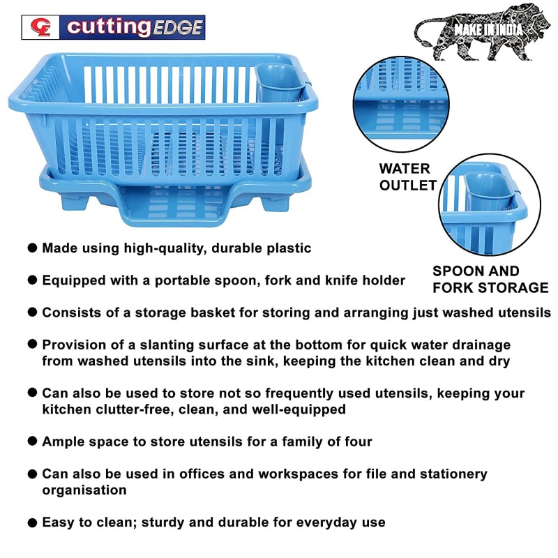 SIMPARTE Plastic Drainer Dish Rack for Kitchen Utensils Organizer, Drying Tray, Dish Drainer Basket SIMPARTE Plastic Drainer Dish Rack for Kitchen Utensils Organizer, Drying Tray, Dish Drainer Basket