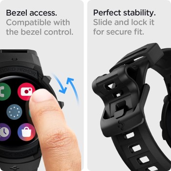 Spigen TPU Rugged Armor Pro Strap & Case Designed for Samsung Galaxy Watch 5/4 (44mm, Black) (Watch not included) Spigen TPU Rugged Armor Pro Strap & Case Designed for Samsung Galaxy Watch 5/4 (44mm, Black) (Watch not included)