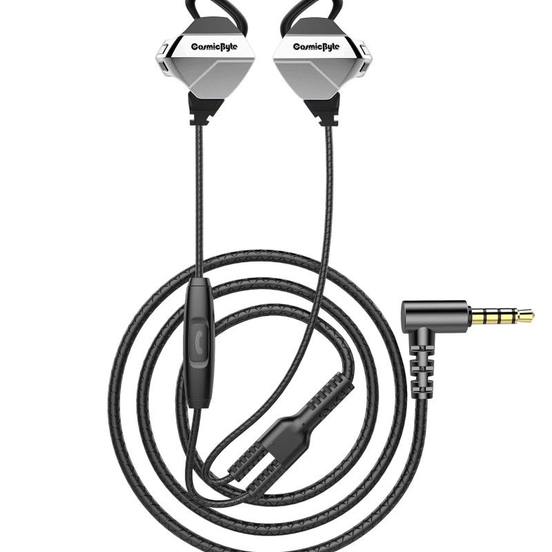 Cosmic Byte CB-EP-04 Gaming Wired in Ear Earphone with Microphone Detachable for PC, PS4, Mobiles, Tablets (Black/Silver)