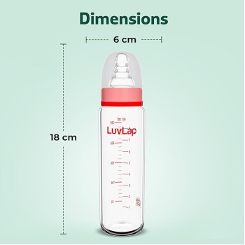 LuvLap Essential Slim Neck Glass Feeding Bottle, 250ml, 3m+ / Infants/Toddler Upto 3 Years, Madeof Borosilicate Glass, BPA Free, Ergonomic Shape is Easy to Hold, with Anti Colic Nipple, Pack of 2 LuvLap Essential Slim Neck Glass Feeding Bottle, 250ml, 3m+ / Infants/Toddler Upto 3 Years, Madeof Borosilicate Glass, BPA Free, Ergonomic Shape is Easy to Hold, with Anti Colic Nipple, Pack of 2