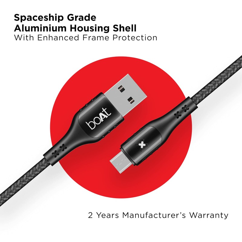 boAt Micro USB 600 Smart Auto Disconnecting Cable with LED Indicator, Stress Resistant, 3A Fast Charging & 480mbps Data Transmission, 10000+ Bends Lifespan & Extended 1.5m Length(Mercurial Black) boAt Micro USB 600 Smart Auto Disconnecting Cable with LED Indicator, Stress Resistant, 3A Fast Charging & 480mbps Data Transmission, 10000+ Bends Lifespan & Extended 1.5m Length(Mercurial Black)