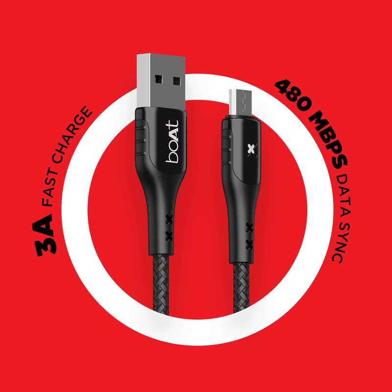 boAt Micro USB 600 Smart Auto Disconnecting Cable with LED Indicator, Stress Resistant, 3A Fast Charging & 480mbps Data Transmission, 10000+ Bends Lifespan & Extended 1.5m Length(Mercurial Black) boAt Micro USB 600 Smart Auto Disconnecting Cable with LED Indicator, Stress Resistant, 3A Fast Charging & 480mbps Data Transmission, 10000+ Bends Lifespan & Extended 1.5m Length(Mercurial Black)