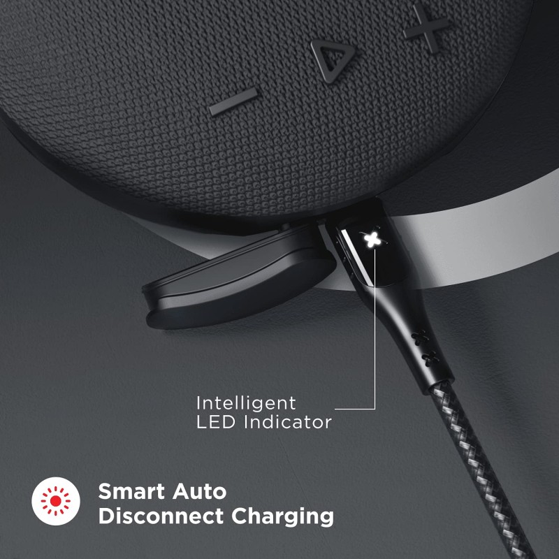 boAt Micro USB 600 Smart Auto Disconnecting Cable with LED Indicator, Stress Resistant, 3A Fast Charging & 480mbps Data Transmission, 10000+ Bends Lifespan & Extended 1.5m Length(Mercurial Black) boAt Micro USB 600 Smart Auto Disconnecting Cable with LED Indicator, Stress Resistant, 3A Fast Charging & 480mbps Data Transmission, 10000+ Bends Lifespan & Extended 1.5m Length(Mercurial Black)