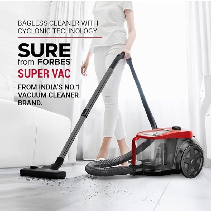 Eureka Forbes SuperVac 1600 Watts Powerful Suction,bagless Vacuum Cleaner with cyclonic Technology,7 Accessories,1 Year Warranty,Compact,Lightweight & Easy to use (Red) 1 Liter HEPA Filter 1 Piece Eureka Forbes SuperVac 1600 Watts Powerful Suction,bagless Vacuum Cleaner with cyclonic Technology,7 Accessories,1 Year Warranty,Compact,Lightweight & Easy to use (Red) 1 Liter HEPA Filter 1 Piece