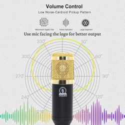 ZHIZUKA BM800 Condenser Microphone Set V8 Sound Card Mixer Amplifier Voice Changer Audio Interface | Singing Smule Live Streaming Podcast Broadcasting (3.5mm Mic + Sound Card, Gold)