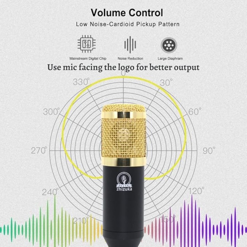 ZHIZUKA BM800 Condenser Microphone Set V8 Sound Card Mixer Amplifier Voice Changer Audio Interface | Singing Smule Live Streaming Podcast Broadcasting (3.5mm Mic + Sound Card, Gold) ZHIZUKA BM800 Condenser Microphone Set V8 Sound Card Mixer Amplifier Voice Changer Audio Interface | Singing Smule Live Streaming Podcast Broadcasting (3.5mm Mic + Sound Card, Gold)