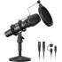 Maono AU-HD300T USB/XLR Dynamic Mic for Singing, PC, YouTube Recording. Professional Microphone with 0-Latency Monitoring, Volume Control, Adjustable Mic Stand, Shock Mount and Pop Filter, Black