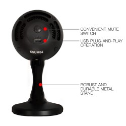 JBL Commercial CSUM06 Mini USB Unidirectional Microphone for Content Creation, Conference Calls, Presentations & Online Classes (Black)