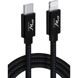 Wayona Type C to Lightning MFI Certified 20W Fast charging Nylon Braided USB C Cable for iPhone 14 Pro, 14 Pro Max, 14, 14 Plus, 13, 13 Pro, 13 Pro Max, 13 Mini, 12, 12 Pro, 11, 11 Pro Max, iPhone 12 Mini (2M, Black)