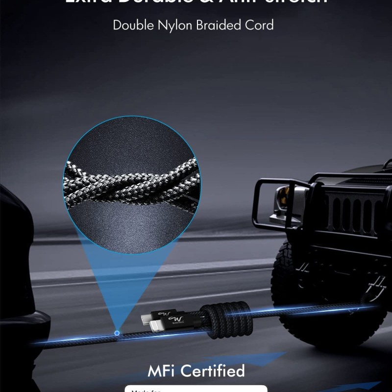 Wayona Type C to Lightning MFI Certified 20W Fast charging Nylon Braided USB C Cable for iPhone 14 Pro, 14 Pro Max, 14, 14 Plus, 13, 13 Pro, 13 Pro Max, 13 Mini, 12, 12 Pro, 11, 11 Pro Max, iPhone 12 Mini (2M, Black) Wayona Type C to Lightning MFI Certified 20W Fast charging Nylon Braided USB C Cable for iPhone 14 Pro, 14 Pro Max, 14, 14 Plus, 13, 13 Pro, 13 Pro Max, 13 Mini, 12, 12 Pro, 11, 11 Pro Max, iPhone 12 Mini (2M, Black)