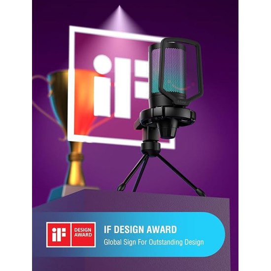 Fifine A6V USB Gaming Condenser Microphone with RGB, Quick Mute, Pop Filter, Shock Mount & Gain Control – Ideal for PC, PS5, Streaming, Discord, Twitch, Podcasts & Videos (Black) Fifine A6V USB Gaming Condenser Microphone with RGB, Quick Mute, Pop Filter, Shock Mount & Gain Control – Ideal for PC, PS5, Streaming, Discord, Twitch, Podcasts & Videos (Black)
