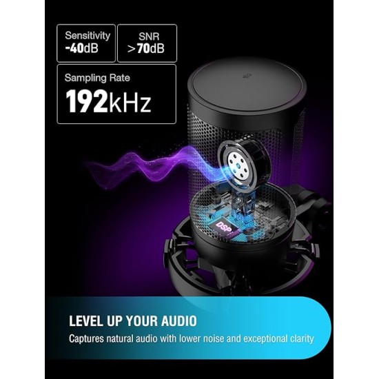 Fifine A6V USB Gaming Condenser Microphone with RGB, Quick Mute, Pop Filter, Shock Mount & Gain Control – Ideal for PC, PS5, Streaming, Discord, Twitch, Podcasts & Videos (Black) Fifine A6V USB Gaming Condenser Microphone with RGB, Quick Mute, Pop Filter, Shock Mount & Gain Control – Ideal for PC, PS5, Streaming, Discord, Twitch, Podcasts & Videos (Black)