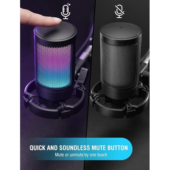 Fifine A6V USB Gaming Condenser Microphone with RGB, Quick Mute, Pop Filter, Shock Mount & Gain Control – Ideal for PC, PS5, Streaming, Discord, Twitch, Podcasts & Videos (Black) Fifine A6V USB Gaming Condenser Microphone with RGB, Quick Mute, Pop Filter, Shock Mount & Gain Control – Ideal for PC, PS5, Streaming, Discord, Twitch, Podcasts & Videos (Black)