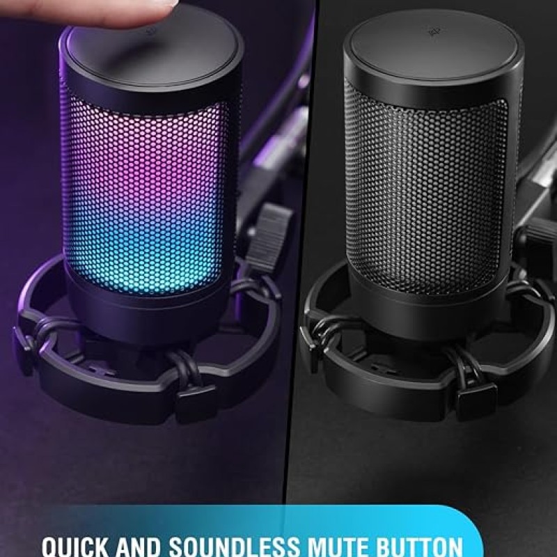 Fifine A6V USB Gaming Condenser Microphone with RGB, Quick Mute, Pop Filter, Shock Mount & Gain Control � Ideal for PC, PS5, Streaming, Discord, Twitch, Podcasts & Videos (Black) Fifine A6V USB Gaming Condenser Microphone with RGB, Quick Mute, Pop Filter, Shock Mount & Gain Control � Ideal for PC, PS5, Streaming, Discord, Twitch, Podcasts & Videos (Black)