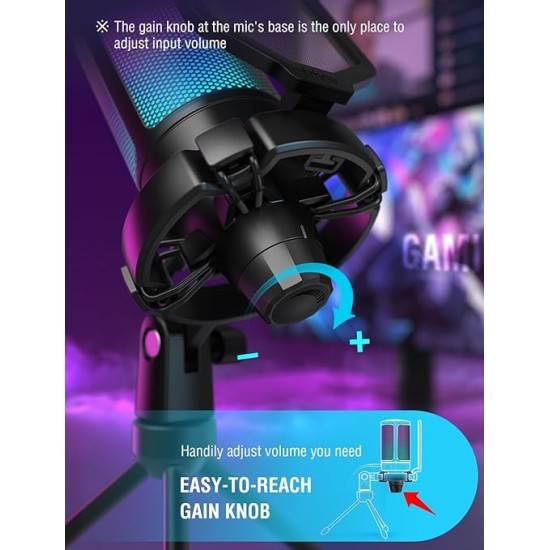 Fifine A6V USB Gaming Condenser Microphone with RGB, Quick Mute, Pop Filter, Shock Mount & Gain Control – Ideal for PC, PS5, Streaming, Discord, Twitch, Podcasts & Videos (Black) Fifine A6V USB Gaming Condenser Microphone with RGB, Quick Mute, Pop Filter, Shock Mount & Gain Control – Ideal for PC, PS5, Streaming, Discord, Twitch, Podcasts & Videos (Black)