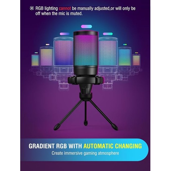 Fifine A6V USB Gaming Condenser Microphone with RGB, Quick Mute, Pop Filter, Shock Mount & Gain Control – Ideal for PC, PS5, Streaming, Discord, Twitch, Podcasts & Videos (Black) Fifine A6V USB Gaming Condenser Microphone with RGB, Quick Mute, Pop Filter, Shock Mount & Gain Control – Ideal for PC, PS5, Streaming, Discord, Twitch, Podcasts & Videos (Black)