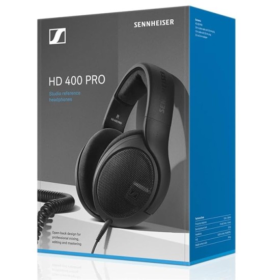 Sennheiser HD 400 PRO Open‑Back Professional Studio Headphones | Dynamic | Lightweight | Neutral Sound | Detachable Cable | 6.3 mm Adapter | Ideal for Mixing, Mastering, Monitoring & Music Production
