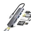 Verilux� USB C Hub 6 in 1 with 87W Power Delivery & USB C Data Transfer Multiport Adapter with 4K@30Hz HDMI SD/TF Card Reader 3.0 USB Hub Type C Hub for MacBook iPhone with Storage Bag 24CM Long Cable