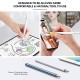 Tukzer 2-in-1 Capacitive Stylus Pen V2.0, Precise Stylus -Fine Point Disc Tip & Micro-Knit Hybrid Fiber Tip, Light Aluminum Body, Rubber Grip, for Touch Screen Devices, Smartphones, Tablets (White)