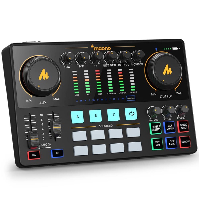 (Refurbished) Audio Interface-Podcast Equipment-MAONO-MaonoCaster-All in One - Portable Podcast production Studio with premium mic preamp for Podcast Recording, Streaming, Youtube, DJ, PC, Smartphone (AME2) (Refurbished) Audio Interface-Podcast Equipment-MAONO-MaonoCaster-All in One - Portable Podcast production Studio with premium mic preamp for Podcast Recording, Streaming, Youtube, DJ, PC, Smartphone (AME2)