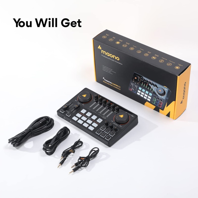 (Refurbished) Audio Interface-Podcast Equipment-MAONO-MaonoCaster-All in One - Portable Podcast production Studio with premium mic preamp for Podcast Recording, Streaming, Youtube, DJ, PC, Smartphone (AME2) (Refurbished) Audio Interface-Podcast Equipment-MAONO-MaonoCaster-All in One - Portable Podcast production Studio with premium mic preamp for Podcast Recording, Streaming, Youtube, DJ, PC, Smartphone (AME2)