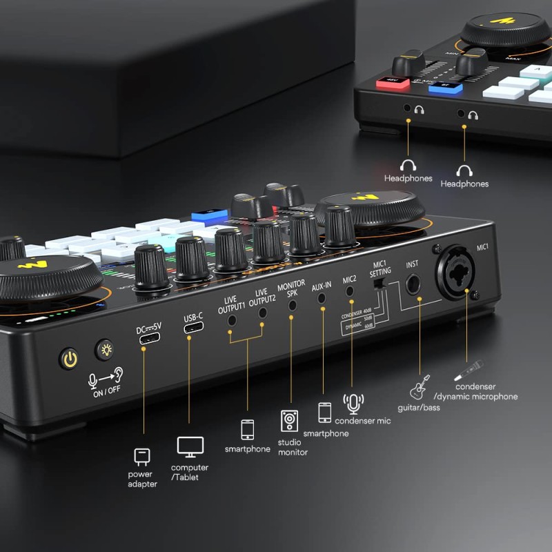 (Refurbished) Audio Interface-Podcast Equipment-MAONO-MaonoCaster-All in One - Portable Podcast production Studio with premium mic preamp for Podcast Recording, Streaming, Youtube, DJ, PC, Smartphone (AME2) (Refurbished) Audio Interface-Podcast Equipment-MAONO-MaonoCaster-All in One - Portable Podcast production Studio with premium mic preamp for Podcast Recording, Streaming, Youtube, DJ, PC, Smartphone (AME2)