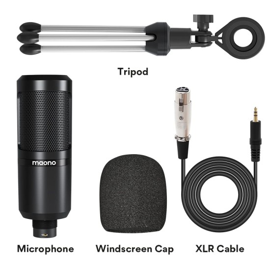 MAONO Au-Pm360Tr Trs Condenser USB Mic For Pc And Youtube Recording, Podcast Microphone For Gaming, Studio, Vlogging, Black