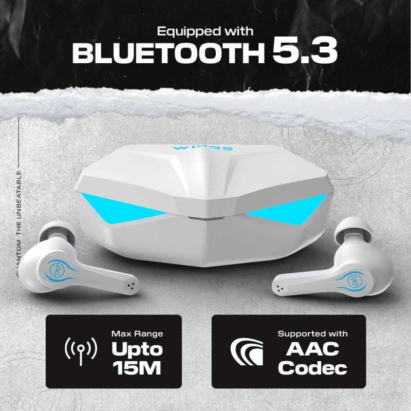 (Refurbished) Wings Phantom Earphones Wireless Earbuds with 50ms Low Latency 40Hrs Playtime,LED Battery Indicator, MEMS Mic Bluetooth 5.3, IPX5 Resistant, for Best Calling TWS in Ear Headphones (White) (Refurbished) Wings Phantom Earphones Wireless Earbuds with 50ms Low Latency 40Hrs Playtime,LED Battery Indicator, MEMS Mic Bluetooth 5.3, IPX5 Resistant, for Best Calling TWS in Ear Headphones (White)