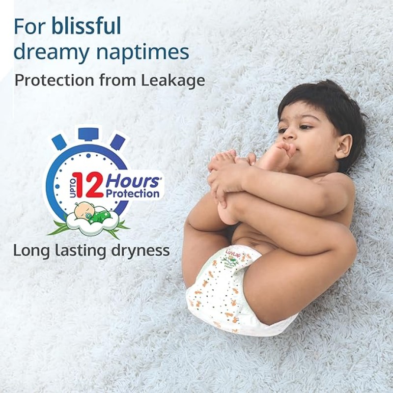 LuvLap Pant Style Baby Diapers, Newborn/X-Small (NB/XS), 60 Count, For babies of Upto 5Kg with Aloe Vera Lotion for rash protection, with upto 12hr protection, Diapers
