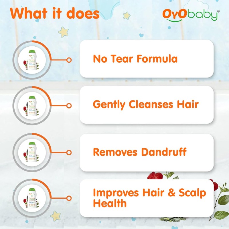 OYO BABY New Born Combo Baby No Tears Baby Shampoo for Newborn Babies and Extra Virgin Olive oil for Baby massage 200ml each