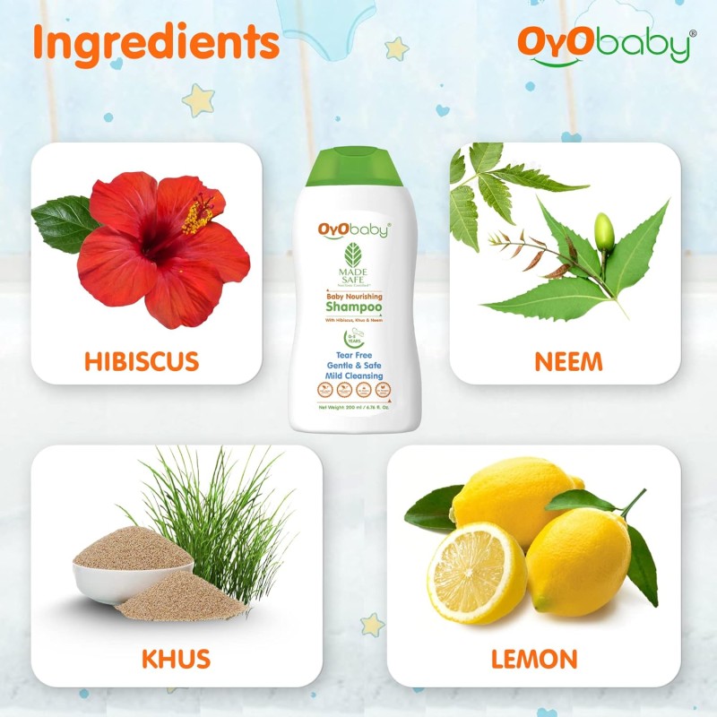 OYO BABY New Born Combo Baby No Tears Baby Shampoo for Newborn Babies and Extra Virgin Olive oil for Baby massage 200ml each