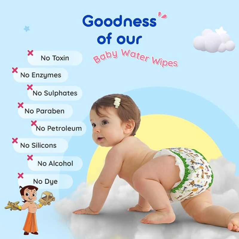Bumtum Baby Chota Bheem Gentle Soft Moisturizing Wet Wipes With Lid | Aloe Vera & Chamomile Extracts | Paraben & Sulfate Free (Pack of 1, 72 Pcs. Per Pack) Bumtum Baby Chota Bheem Gentle Soft Moisturizing Wet Wipes With Lid | Aloe Vera & Chamomile Extracts | Paraben & Sulfate Free (Pack of 1, 72 Pcs. Per Pack)