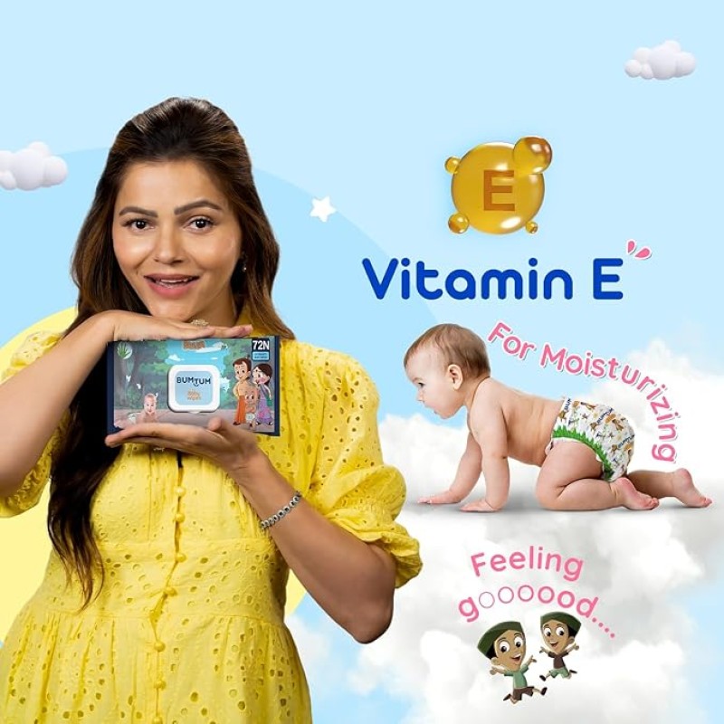 Bumtum Baby Chota Bheem Gentle Soft Moisturizing Wet Wipes With Lid | Aloe Vera & Chamomile Extracts | Paraben & Sulfate Free (Pack of 1, 72 Pcs. Per Pack) Bumtum Baby Chota Bheem Gentle Soft Moisturizing Wet Wipes With Lid | Aloe Vera & Chamomile Extracts | Paraben & Sulfate Free (Pack of 1, 72 Pcs. Per Pack)