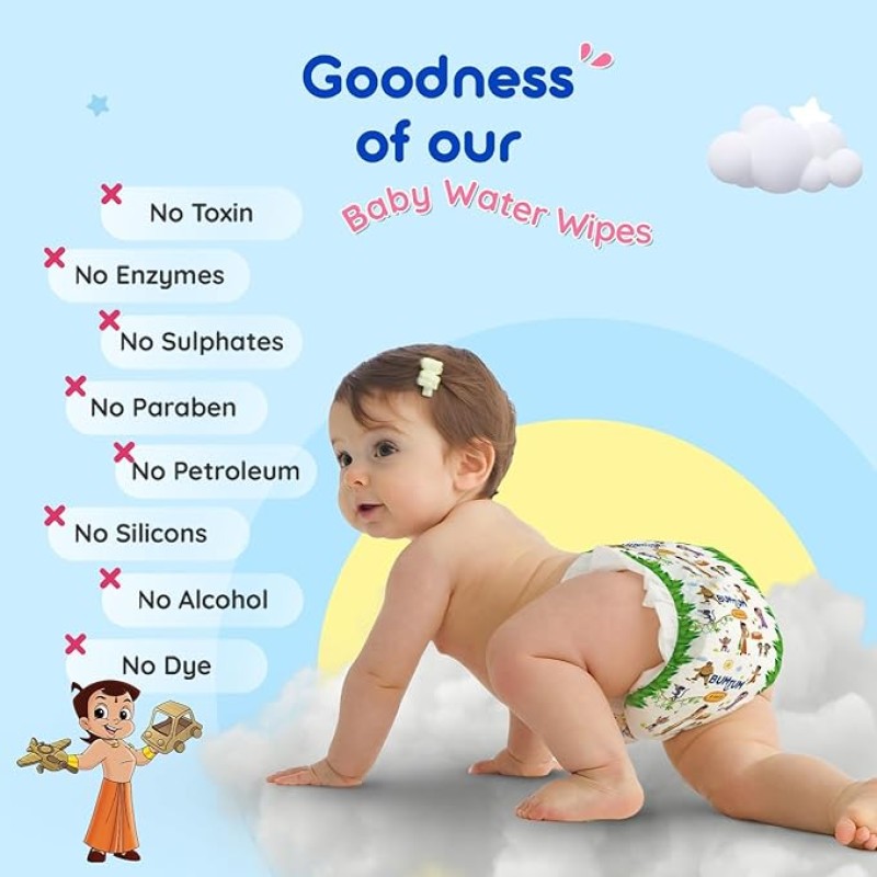 Bumtum Baby Chota Bheem Gentle Soft Moisturizing Wet Wipes With Lid | 20 X 14Cm, Aloe Vera & Chamomile Extracts | Paraben & Sulfate Free (Pack of 3, 72 Pcs. Per Pack) Bumtum Baby Chota Bheem Gentle Soft Moisturizing Wet Wipes With Lid | 20 X 14Cm, Aloe Vera & Chamomile Extracts | Paraben & Sulfate Free (Pack of 3, 72 Pcs. Per Pack)