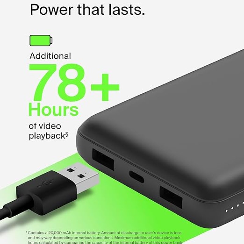 Belkin 20000 mAh Power Bank | Super Fast Charging | USB Type-C Input PD Port | 15W Charging for iPhone Series (16, 16 Pro Max), Samsung Galaxy, Google Pixel & More | 2 Years Warranty | Black Belkin 20000 mAh Power Bank | Super Fast Charging | USB Type-C Input PD Port | 15W Charging for iPhone Series (16, 16 Pro Max), Samsung Galaxy, Google Pixel & More | 2 Years Warranty | Black