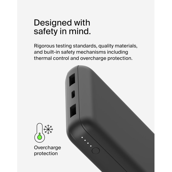 Belkin 20000 mAh Power Bank | Super Fast Charging | USB Type-C Input PD Port | 15W Charging for iPhone Series (16, 16 Pro Max), Samsung Galaxy, Google Pixel & More | 2 Years Warranty | Black Belkin 20000 mAh Power Bank | Super Fast Charging | USB Type-C Input PD Port | 15W Charging for iPhone Series (16, 16 Pro Max), Samsung Galaxy, Google Pixel & More | 2 Years Warranty | Black