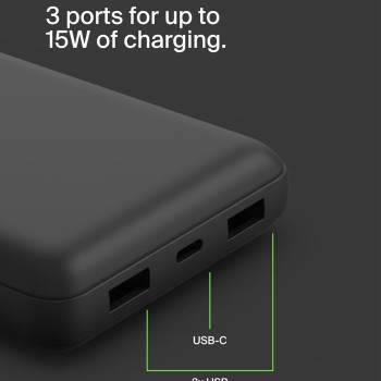 (Refurbished) Belkin 20000 mAh Power Bank | Super Fast Charging | USB Type-C Input PD Port | 15W Charging for iPhone Series (16, 16 Pro Max), Samsung Galaxy, Google Pixel & More | Black (Refurbished) Belkin 20000 mAh Power Bank | Super Fast Charging | USB Type-C Input PD Port | 15W Charging for iPhone Series (16, 16 Pro Max), Samsung Galaxy, Google Pixel & More | Black