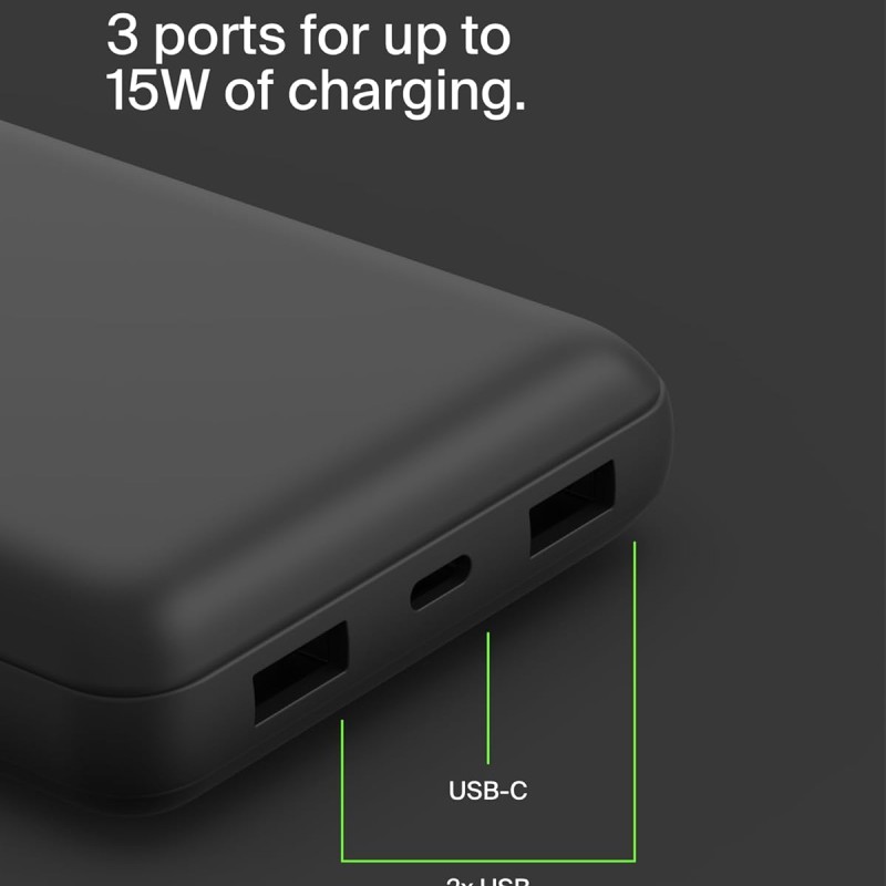 Belkin 20000 mAh Power Bank | Super Fast Charging | USB Type-C Input PD Port | 15W Charging for iPhone Series (16, 16 Pro Max), Samsung Galaxy, Google Pixel & More | 2 Years Warranty | Black Belkin 20000 mAh Power Bank | Super Fast Charging | USB Type-C Input PD Port | 15W Charging for iPhone Series (16, 16 Pro Max), Samsung Galaxy, Google Pixel & More | 2 Years Warranty | Black