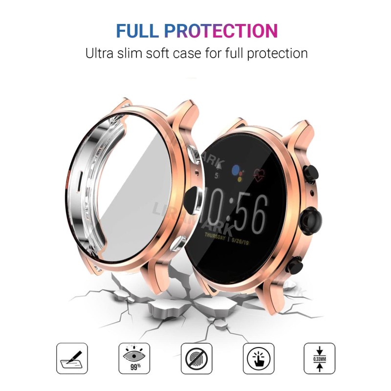 LIRAMARK Soft TPU Front Protection Case Cover for Fossil Gen 5 Carlyle Smart Watch (Rose Gold) LIRAMARK Soft TPU Front Protection Case Cover for Fossil Gen 5 Carlyle Smart Watch (Rose Gold)
