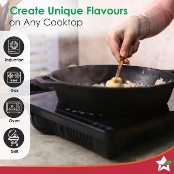 Wonderchef Forza Pre Seasoned 25 cm Cast Iron Fry Pan | with Lifetime Exchange Warranty | Black Wonderchef Forza Pre Seasoned 25 cm Cast Iron Fry Pan | with Lifetime Exchange Warranty | Black