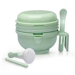 LuvLap 9 in 1 Baby Food Masher Mill, Food Grinder Cum Processor, with Multifunction Textured Mashing & Filtering Plates, with Serving Bowl (Light Green)