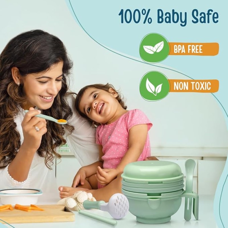LuvLap 9 in 1 Baby Food Masher Mill, Food Grinder Cum Processor, with Multifunction Textured Mashing & Filtering Plates, with Serving Bowl (Light Green) LuvLap 9 in 1 Baby Food Masher Mill, Food Grinder Cum Processor, with Multifunction Textured Mashing & Filtering Plates, with Serving Bowl (Light Green)